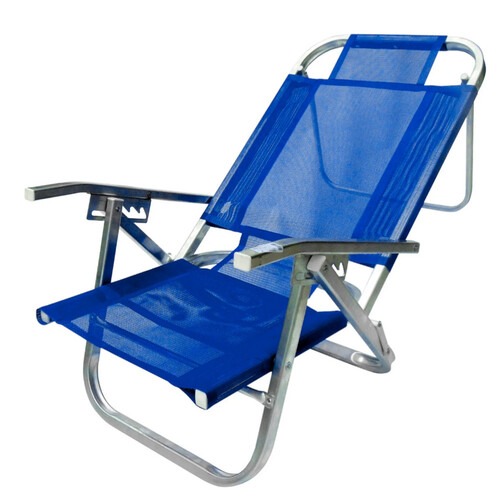 Cadeira de praia dobrável em 5 posições azul royal - Copacabana Cadeira de praia dobrável em 5 posições azul royal - Copacabana