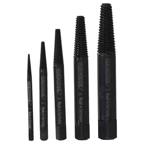 Jogo de extrator de parafuso 1,4 a 11 mm com 5 peças - 8551-55 Jogo de extrator de parafuso 1,4 a 11 mm com 5 peças - 8551-55