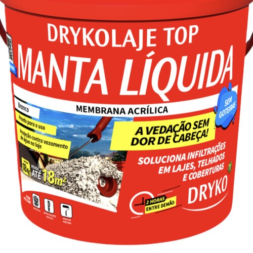 Manta líquida impermeabilizante para lajes 18kg - DRYKOLAJE TOP Manta líquida impermeabilizante para lajes 18kg - DRYKOLAJE TOP