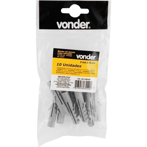 Bucha de nylon para fixa��o 8 mm com 10 pe�as 