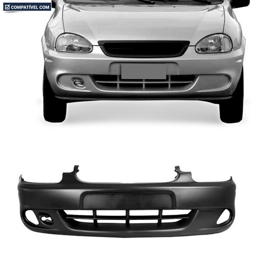 Para-choque Corsa Hatch/Pickup 1999 a 2002 dianteiro preto texturizado com farol - 1733