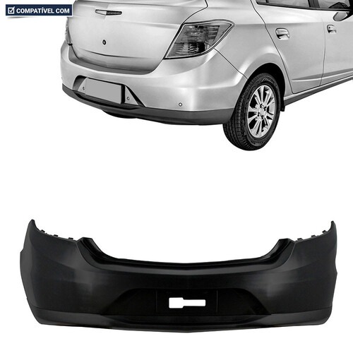 Para-choque Prisma 2013 a 2016 Prisma Joy 2017 e 2018 traseiro preto liso parcial - 1764
