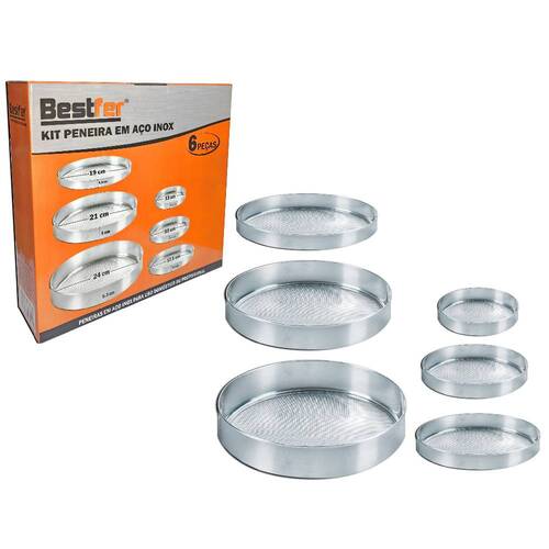 Kit de peneiras em aço inox 13 a 24 cm com 6 peças - BFH1562 Kit de peneiras em aço inox 13 a 24 cm com 6 peças - BFH1562