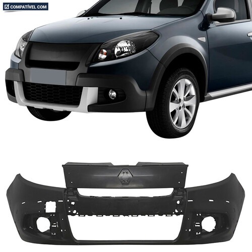 Para-choque Sandero Stepway 2012 a 2014 dianteiro preto liso - 4107