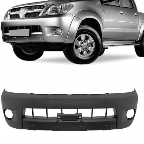 Para-choque Hilux 2005 a 2008 dianteiro preto com farol sem furo para moldura - 7001