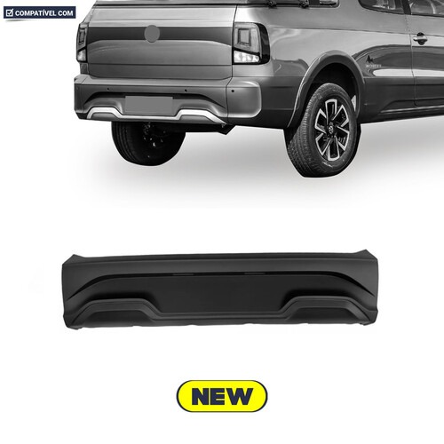 Para-choque Saveiro G8 2023 a 2025 traseiro central preto - 6382