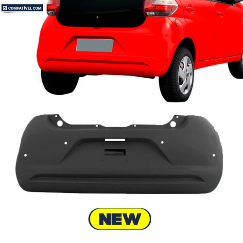 Para-choque Mobi 2016 a 2022 traseiro preto com furo para sensor - 3382