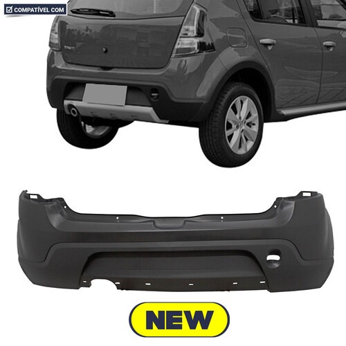 Para-choque Sandero Stepway 2009 a 2014 traseiro preto liso parcial - 4118 Para-choque Sandero Stepway 2009 a 2014 traseiro preto liso parcial - 4118
