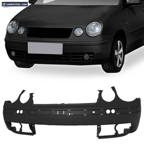 Para-choque Polo Hatch sedan 2003 a 2006 dianteiro preto com e sem farol - 6122