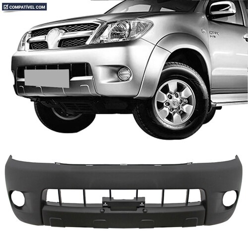 Para-choque Hilux 2005 a 2008 dianteiro preto furo para moldura - 7003