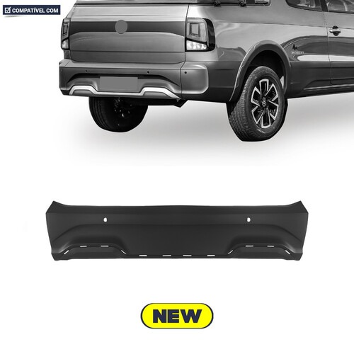 Para-choque Saveiro G8 2023 a 2026 traseiro central com sensor - 6385 Para-choque Saveiro G8 2023 a 2026 traseiro central com sensor - 6385