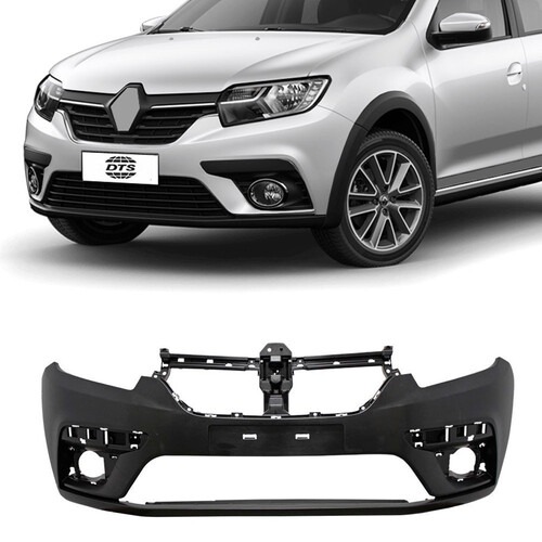 Para-choque Sandero/Logan 2020 a 2021 dianteiro preto liso com furo para moldura - 4149