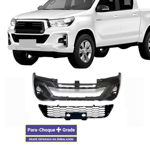 Para-choque Hilux 2018 a 2020 dianteiro preto liso com grade - 7078 Para-choque Hilux 2018 a 2020 dianteiro preto liso com grade - 7078