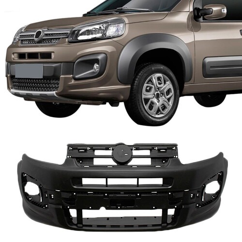 Para-choque Uno Way 2016 a 2022 dianteiro preto liso com e sem furo para farol - 3576 Para-choque Uno Way 2016 a 2022 dianteiro preto liso com e sem furo para farol - 3576