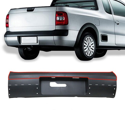 Para-choque Saveiro Cross 2008 a 2016 traseiro central preto liso parcial sem sensor - 6367