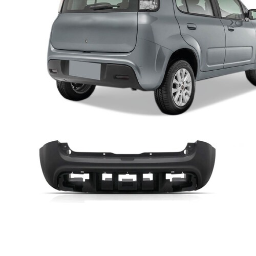 Para-choque Uno Vivace/ Attractive/ Evolution 2014 a 2021 traseiro preto - 3464 Para-choque Uno Vivace/ Attractive/ Evolution 2014 a 2021 traseiro preto - 3464