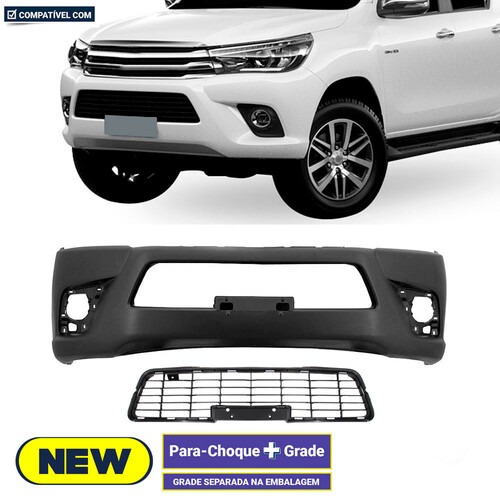 Para-choque Hilux 2015 a 2018 dianteiro preto com grade cabine dupla - 7082 Para-choque Hilux 2015 a 2018 dianteiro preto com grade cabine dupla - 7082