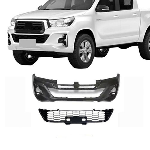 Para-choque Hilux 2018 a 2020 dianteiro preto liso com grade - 7034 Para-choque Hilux 2018 a 2020 dianteiro preto liso com grade - 7034