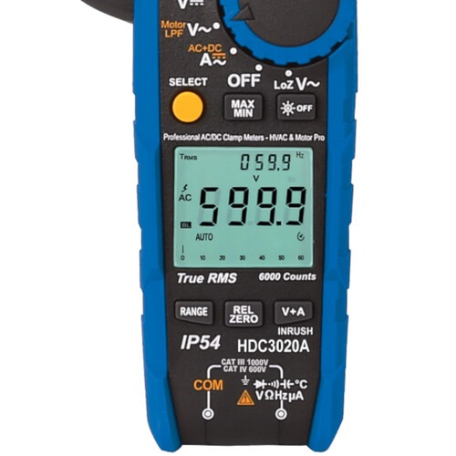 Alicate amper�metro digital 600A True RMS AC+DC CAT IV 600V - HDC-3020A