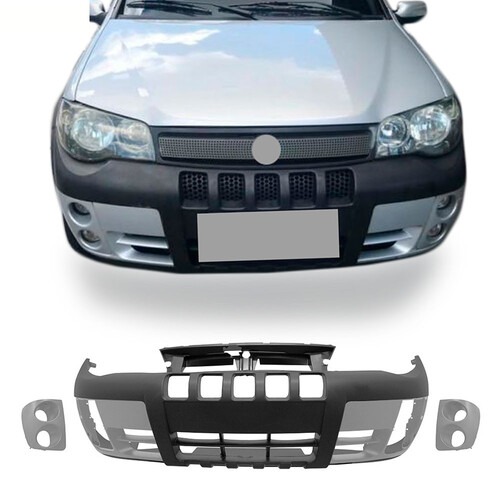 Para-choque Strada Palio adventure 2005 a 2008 dianteiro preto com primer - 3490K