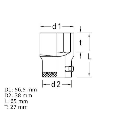 Soquete sextavado 41 mm encaixe 3/4
