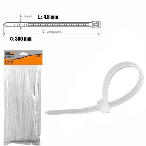 Abraçadeira de nylon 4,8 mm x 30 cm 100 peças - BFH1631 Abraçadeira de nylon 4,8 mm x 30 cm 100 peças - BFH1631