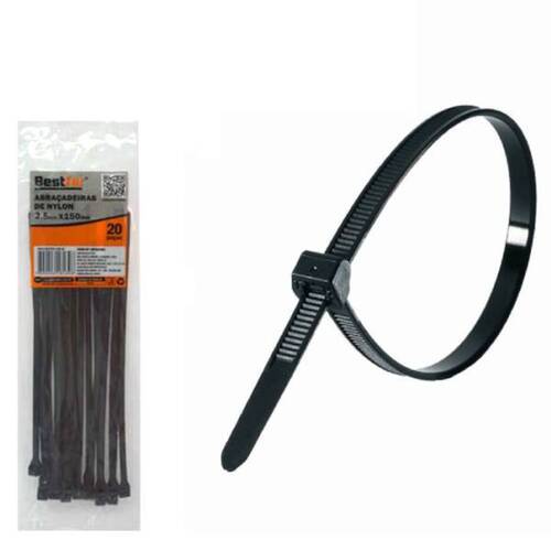 Abraçadeira de nylon 2,5 mm x 15 cm 20 peças - BFH2464 Abraçadeira de nylon 2,5 mm x 15 cm 20 peças - BFH2464