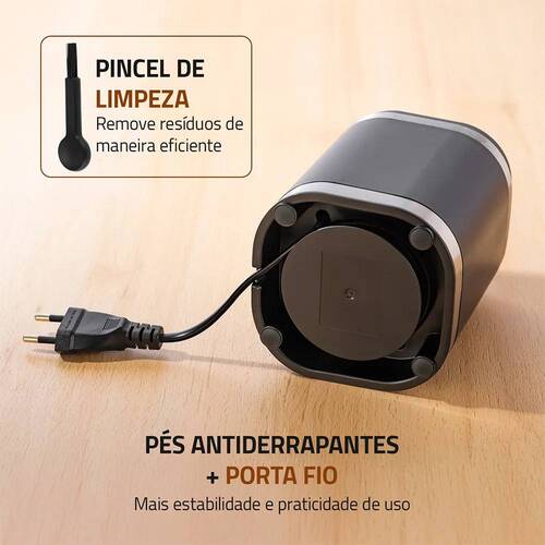 Moedor de café e grãos elétrico 180W em aço inox Dolce Arome - MCF-01-BI 220V Moedor de café e grãos elétrico 180W em aço inox Dolce Arome - MCF-01-BI 220V