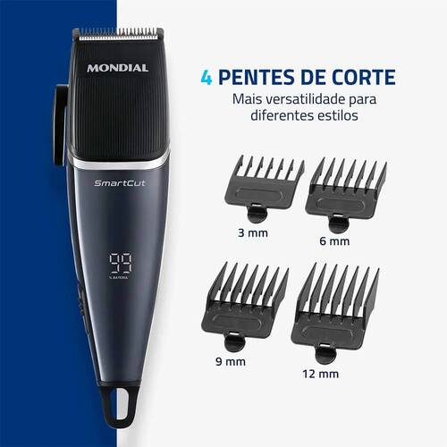Máquina de cortar cabelo e barba com 8 acessórios SmartCut - CR-11-BI 110V/220V Máquina de cortar cabelo e barba com 8 acessórios SmartCut - CR-11-BI 110V/220V