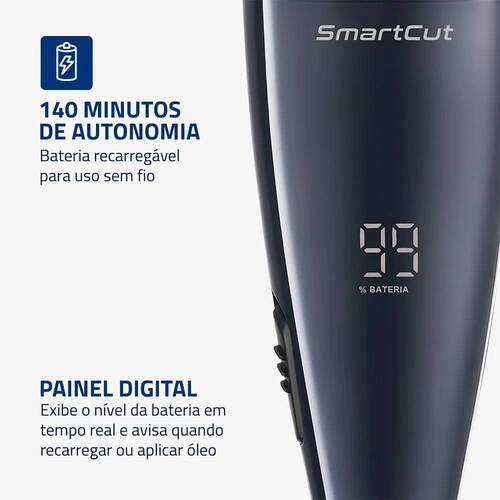 Máquina de cortar cabelo e barba com 8 acessórios SmartCut - CR-11-BI 110V/220V Máquina de cortar cabelo e barba com 8 acessórios SmartCut - CR-11-BI 110V/220V