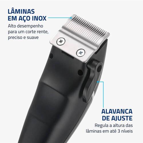 Máquina de cortar cabelo e barba com 8 acessórios SmartCut - CR-11-BI 110V/220V Máquina de cortar cabelo e barba com 8 acessórios SmartCut - CR-11-BI 110V/220V