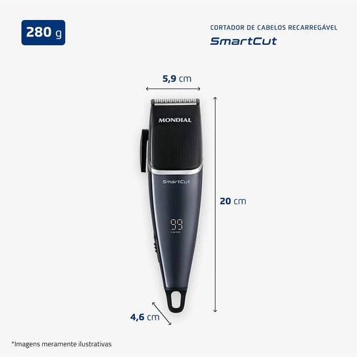 Máquina de cortar cabelo e barba com 8 acessórios SmartCut - CR-11-BI 110V/220V Máquina de cortar cabelo e barba com 8 acessórios SmartCut - CR-11-BI 110V/220V