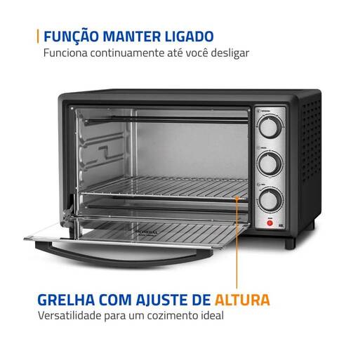 Forno el�trico 1800W 48L 3 pontos de aquecimento Family Grill Inox - FRN-48-BI  110V