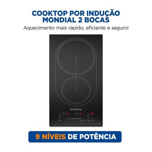 Cooktop de indução 2 bocas 3500W display digital touch - CTI-02 220V Cooktop de indução 2 bocas 3500W display digital touch - CTI-02 220V