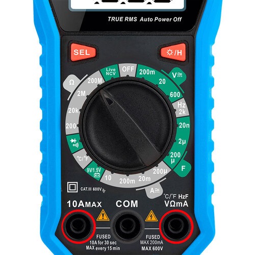 Mult�metro digital port�til 600V CAT III True RMS AC Live/NVC - ET-1110C