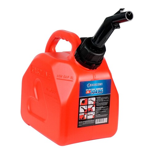 Galão para transferência de gasolina antigotejante 5L - 10496 Galão para transferência de gasolina antigotejante 5L - 10496