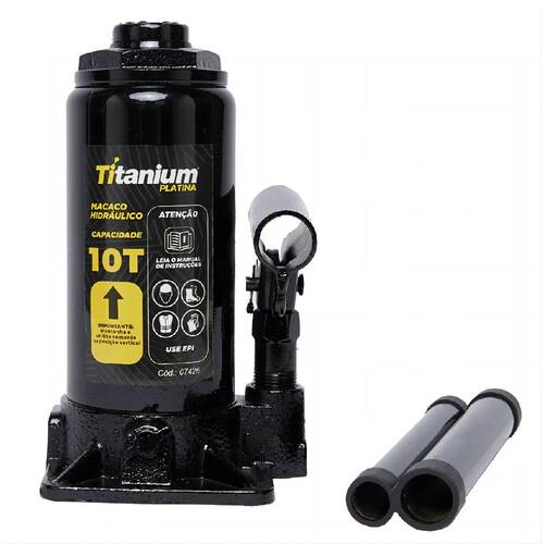 Macaco hidráulico tipo garrafa 10 toneladas - 7426 - Titanium Macaco hidráulico tipo garrafa 10 toneladas - 7426 - Titanium