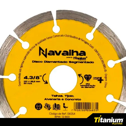 Disco diamantado segmentado 110 mm para concreto - 6054 Disco diamantado segmentado 110 mm para concreto - 6054