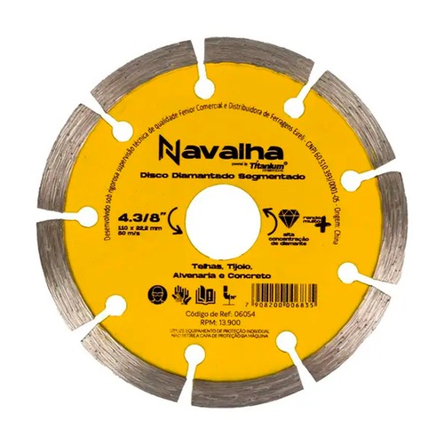 Disco diamantado segmentado 110 mm para concreto - 6054 Disco diamantado segmentado 110 mm para concreto - 6054