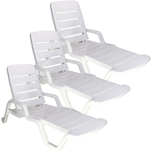 Kit 3 Espregui�adeiras em polipropileno 4 posi��es branca - Leblon