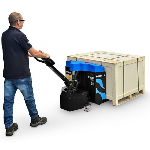 Transpalete elétrico tracionado 2100 kg 680 x 1150 mm com carregador e bateria - TE21 Transpalete elétrico tracionado 2100 kg 680 x 1150 mm com carregador e bateria - TE21