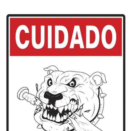 Placa sinalizadora de poliestireno Cuidado Cachorro Bravo - 250AI