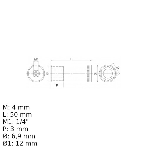 Soquete sextavado longo 4 mm encaixe 1/2 Soquete sextavado longo 4 mm encaixe 1/2