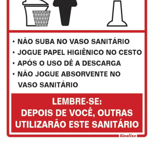Placa sinalizadora educativa em poliestireno para Procedimento ao usar o Sanitário Feminino - 220AG Placa sinalizadora educativa em poliestireno para Procedimento ao usar o Sanitário Feminino - 220AG