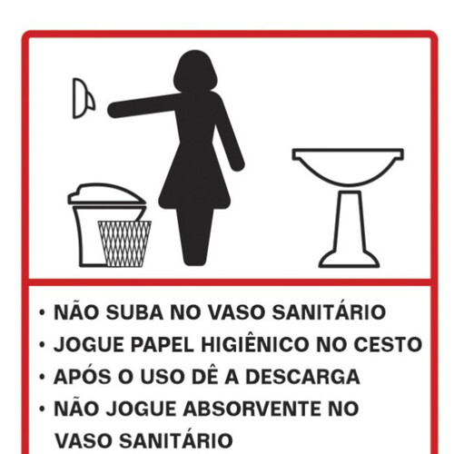 Placa sinalizadora educativa em poliestireno para Procedimento ao usar o Sanitário Feminino - 220AG Placa sinalizadora educativa em poliestireno para Procedimento ao usar o Sanitário Feminino - 220AG