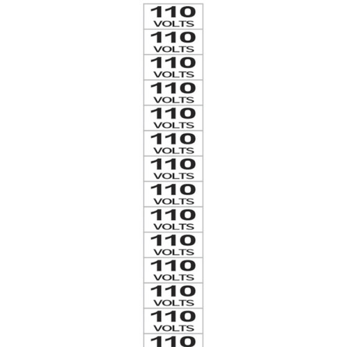 Etiqueta sinalizadora de voltagem em poliestireno 110 volts - 200AX Etiqueta sinalizadora de voltagem em poliestireno 110 volts - 200AX