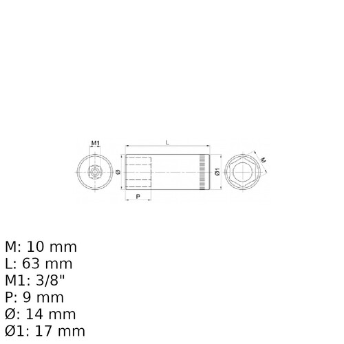 Soquete sextavado longo 10 mm encaixe 3/8 Soquete sextavado longo 10 mm encaixe 3/8