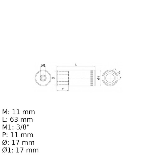 Soquete sextavado longo 11 mm encaixe 3/8 Soquete sextavado longo 11 mm encaixe 3/8