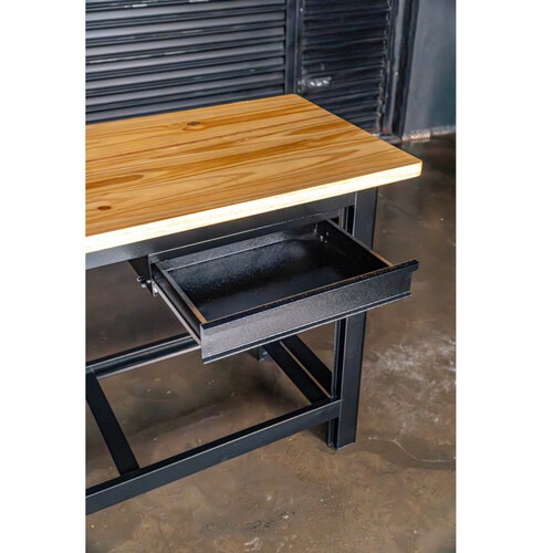 Bancada aberta 1500 x 600 mm com 1 gaveta tampo de madeira pinus - RLL-200 Bancada aberta 1500 x 600 mm com 1 gaveta tampo de madeira pinus - RLL-200