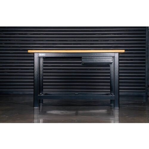 Bancada aberta 1500 x 600 mm com 1 gaveta tampo de madeira pinus - RLL-200 Bancada aberta 1500 x 600 mm com 1 gaveta tampo de madeira pinus - RLL-200
